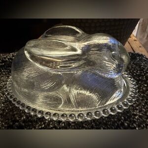 Vintage Indiana Clear Glass Bunny on Nest